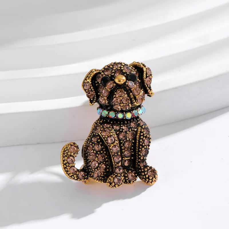 Fashion Glitter Sweet Puppy Cute Dogs Animals Brooches for Girls Stylish Glamorous Pins Jewelry for Women Ladies Accessories