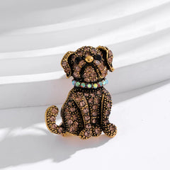 Fashion Glitter Sweet Puppy Cute Dogs Animals Brooches for Girls Stylish Glamorous Pins Jewelry for Women Ladies Accessories