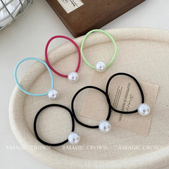 Women Solid Multiple Color Imitation Pearl Ponytail Holder Scrunchies Simple Classic in Stock Hair Ties Accessories for Female
