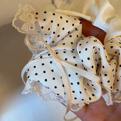 Hot Sale Dots Tulle Bowknot Medium Decorative Scrunchies Graceful Trendy Customized in Stock Hair Ties Accessories for Women