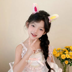Cute Sweet Rabbit Ear Hair Clips for Baby Girls Colorful Kawaii Fashion Trendy Alligators for Women Ladies Hair Accessories