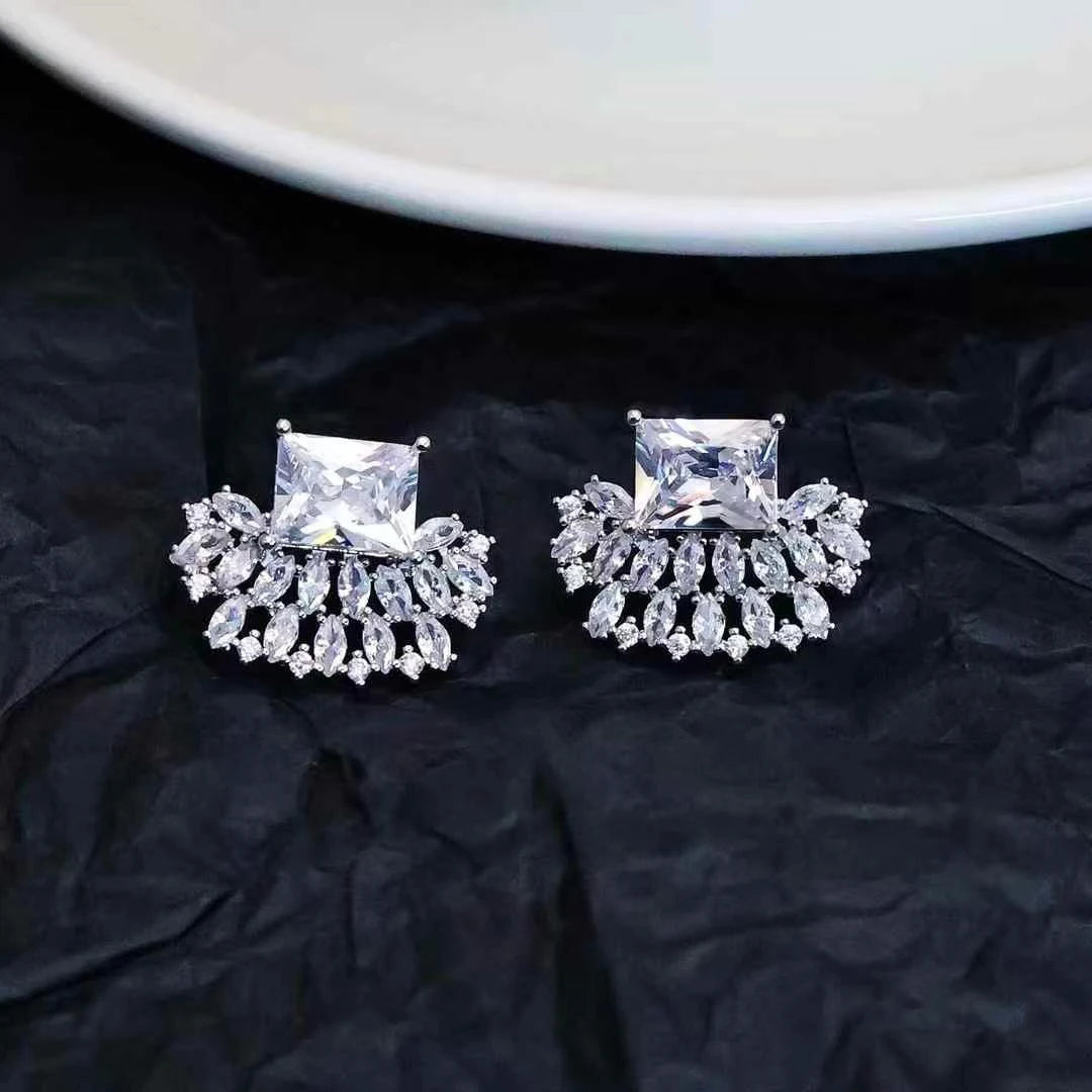 Glitter Luxury Trendy Exaggerated Drop Earrings for Girls Sweet Elegant Flower Floral Jewelry for Women Ladies Accessories