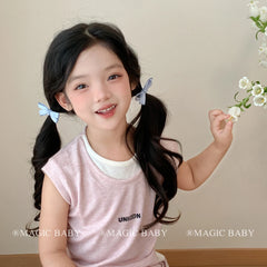 Sweet Cute Solid Color Bowknot Scrunchie for Girls Fashion Kawaii Simple Hair Ties for Kids Children Hair Accessories in Stock