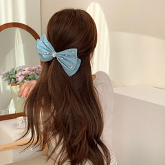 Hot Sale Blue Solid Color Imitation Pearl Rhinestone Hair Clips Trendy Graceful Wholesale in Stock Hairpins Accessory for Women