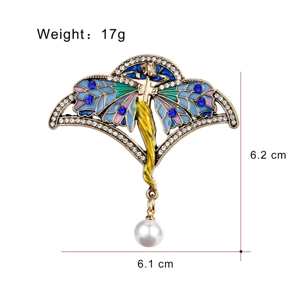 Fashion Luxury Butterfly Imitation Pearl Trendy Brooches for Girls Elegant Graceful Vintage Glitter Jewelry for Women Ladies