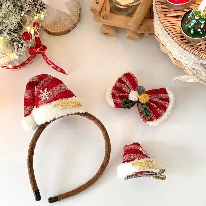 Female 2025 Hot Sale Christmas Festival Hairbands Barrette Fashion Lovely Beauty Hair Clips Headbands Accessories Set for Girls