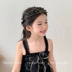Vine Crystal Crown for Kids Queen Headband Rhinestones Elegant Princess Tiara Child Party Hair Accessories Royal Birthday Gift