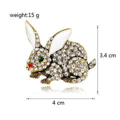 Fashion Rabbit Animals Sweet Cute Brooches for Girls Glitter Rhinestone Pins Jewelry for Women Ladies Accessories Wholesale
