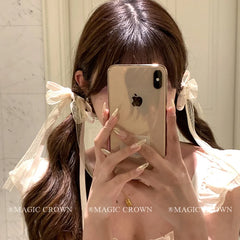 Sweet Ribbon Bowknot Hair Clips Accessories for Girls Solid Color Cute Fashion Fancinators  Hair Claws Lace  for Women Ladies