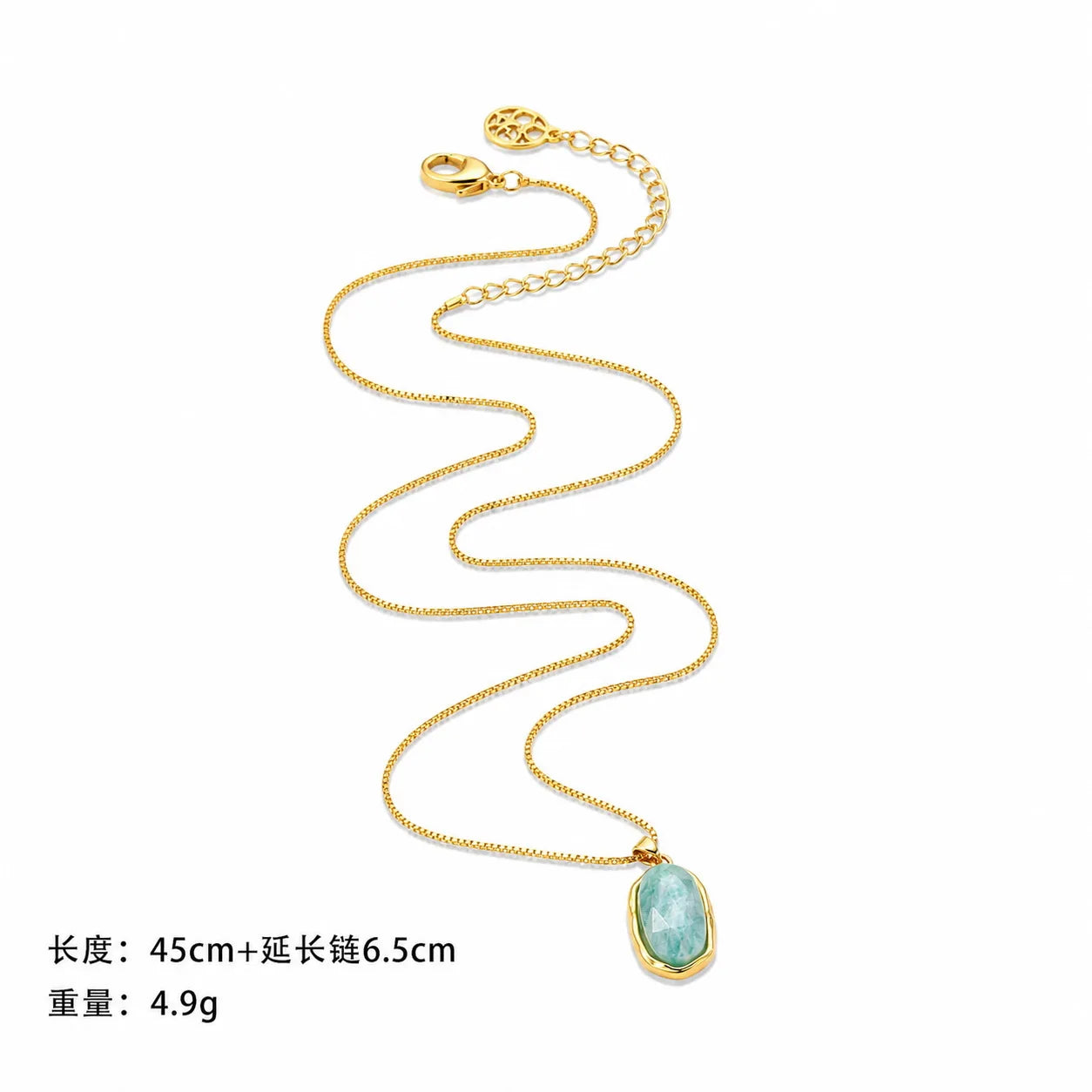 Fashion Amazonite Stone Copper 18K Gold Pendent Necklaces for Girls Sweet Vintage Jewelry for Women Ladies Wholesale Bulk