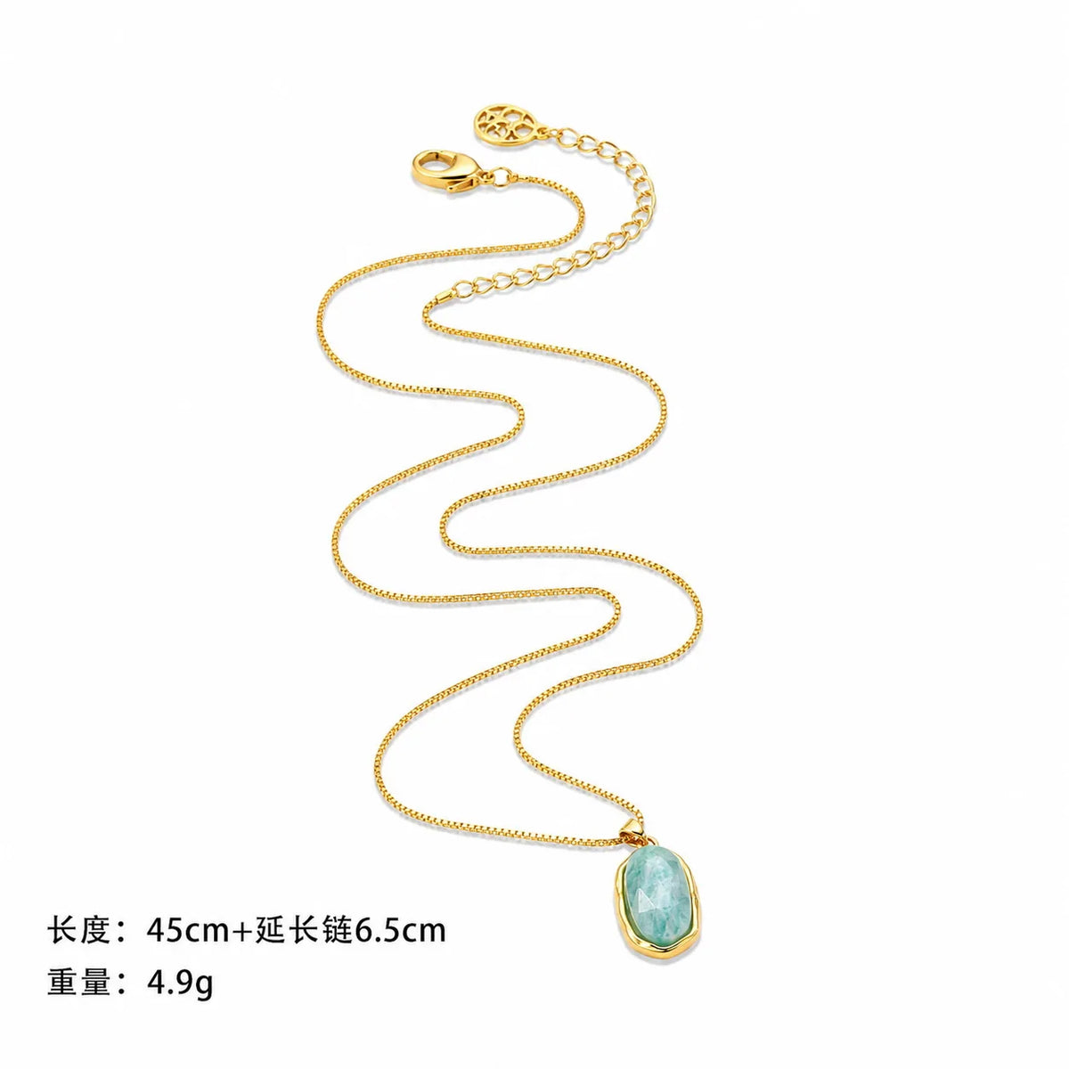 Fashion Amazonite Stone Copper 18K Gold Pendent Necklaces for Girls Sweet Vintage Jewelry for Women Ladies Wholesale Bulk
