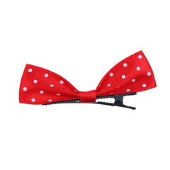 Solid Color Red Bowknot Polka Dot Fabric Hair Clips Baby Girls Cute Sweet Fashion Party Alligators Kids Hair Accessories