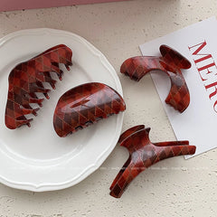 Vintage Chic Plaid Hair Claw Clips for Women Girls Fashion Stylish Elegant Hair Accessories Daily Occasion