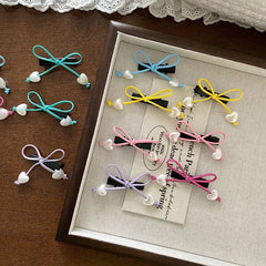 Classic Bowknot Heart Shaped Fabric Hair Clips for Baby Girls Cute Sweet Alligators Hair Accessories for Party Occasions