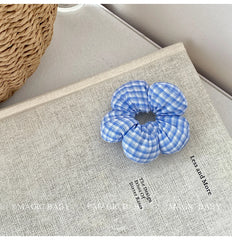 Sweet Solid Color Plaid Dot Stripe Flower Scrunchies Cute Hair Ties for Baby Girls Fashionable Hair Accessories for Kids