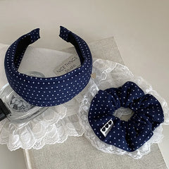 Fashion Simple Polka Dot Heart Shaped Scrunchies for Girls Trendy Elegant Graceful Hair Ties for Women Ladies Hair Accessories