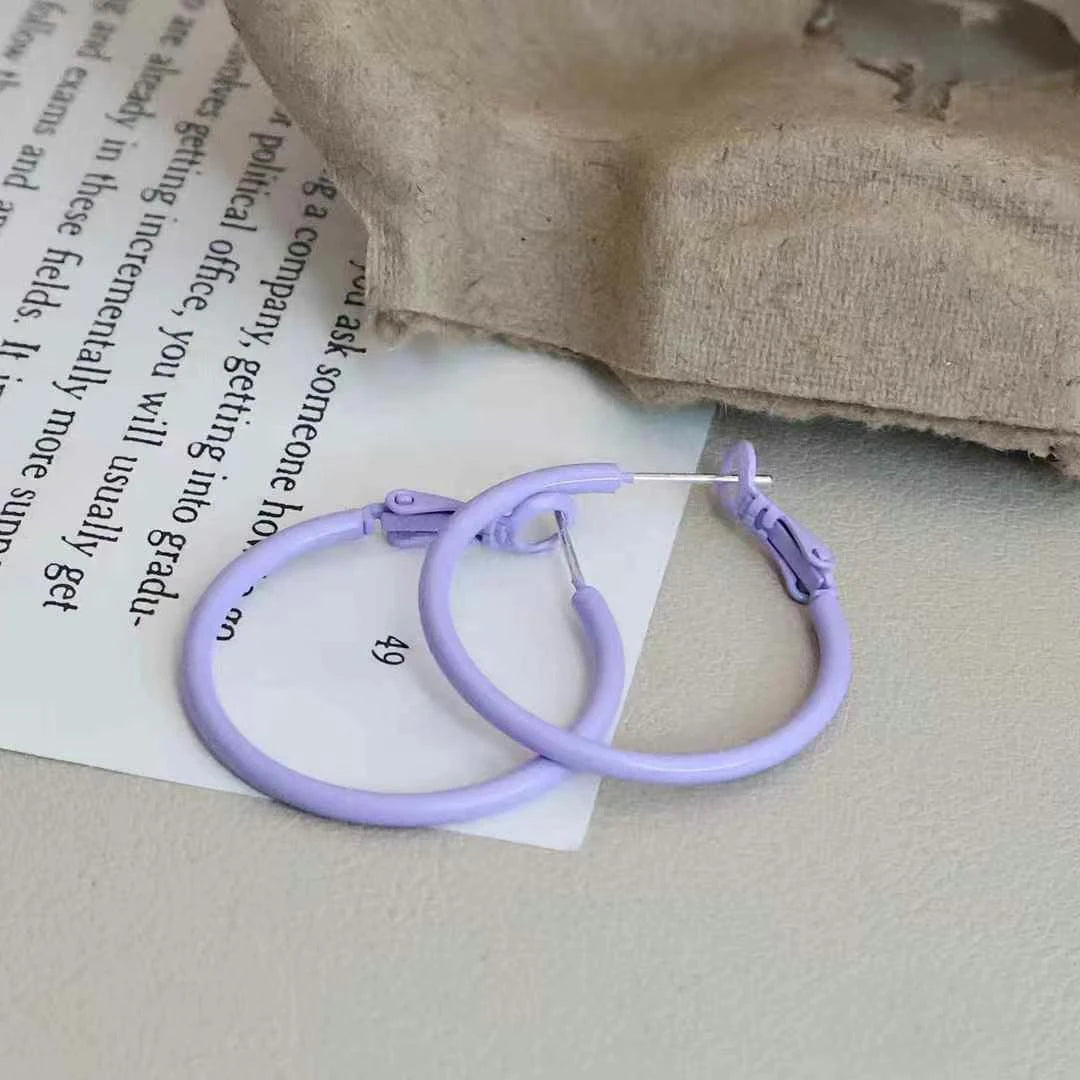 Female Pink Purple Hot Sale Large Hoop Earring Fashion Sweet Simple Trendy Affordable Wholesale High Quality Jewelry Accessories