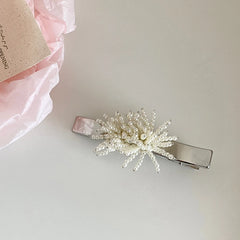 Women 2025 Hot Sale Silver Imitation Pearl Rhinestone Alligator Clips Elegant Simple Chic in Stock Hairpin Accessories for Girls