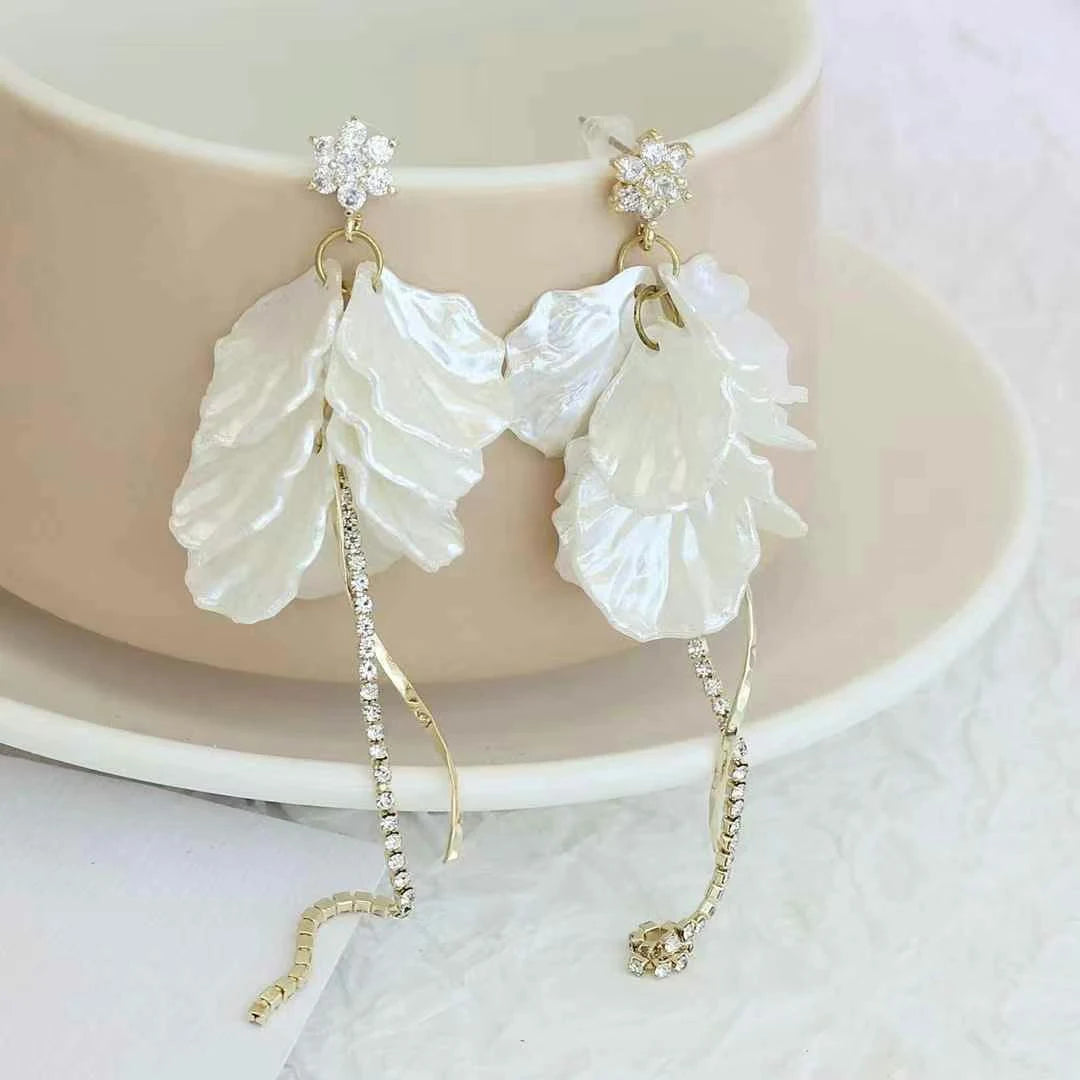 Female Rhinestone Imitation Pearl Flower Decorative Drop Earring Fashion Sparking Luxurious Charms Wholesale Jewelry Accessories