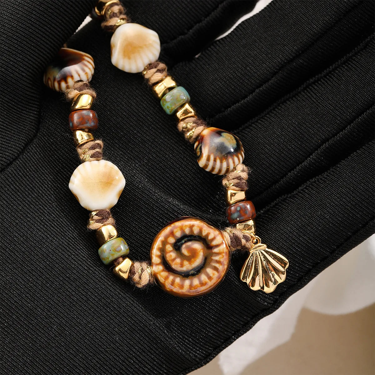 Unisex 18k Gold-plated Ceramic Braided Rope New Design Necklace Bracelet Low MOQ in Stock Fashion Jewelry Set for Causal Use
