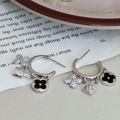 Women Creative Design Bear Lock Decorative Small Circle Hoop Earring Fashion Elegant Clamorous Wholesale Jewelry Accessories