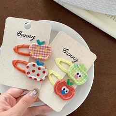 Fashion Sweet Cute Apple Fruits Plaid Hair Clips for Baby Girls Stylish Kawaii Snap Clips for Kids Children Hair Accessories