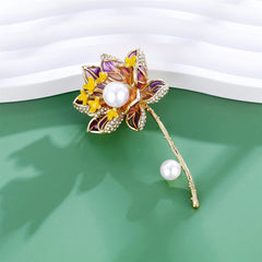 Fashion Chinese Style Imitation Pearl Brooches for Girls Elegant Flowers Floral Pins Jewelry for Women Ladies Accessories Chic