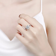 Round Moissanite Rings Classic Six-prong Women's Custom Geometric Ring for Engagement Party Live Streaming Supply Accessory Bulk