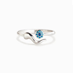 Ins Minimalist Evil's Eye Ring for Women Tiny Zircon and Geometric Opening Finger Rings Simple Fashionable Style Jewelry Bulk