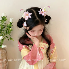 Vintage Chinese Style Rabbit Imitation Pearl Hair Clips for Baby Girls Festival Sweet Alligators for Kids Hair Accessories