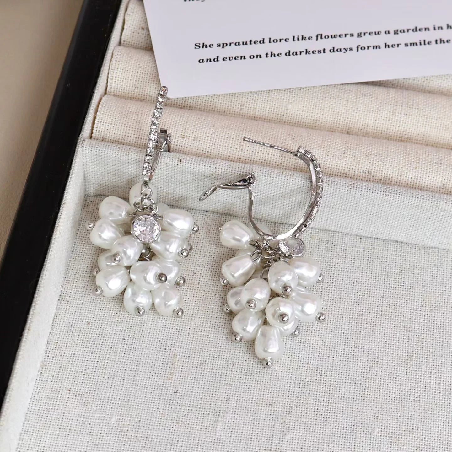 Ladies Flower Rhinestone Crystal Imitation Pearl Decorative Drop Earring Elegant Trendy Glamorous Wholesale Jewelry Accessories