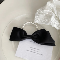 Female 2025 Hot Sale Imitation Pearl Bowknot Hair Ties Elegant Fashion Ponytail Hold Scrunchies Accessories for Women Daily