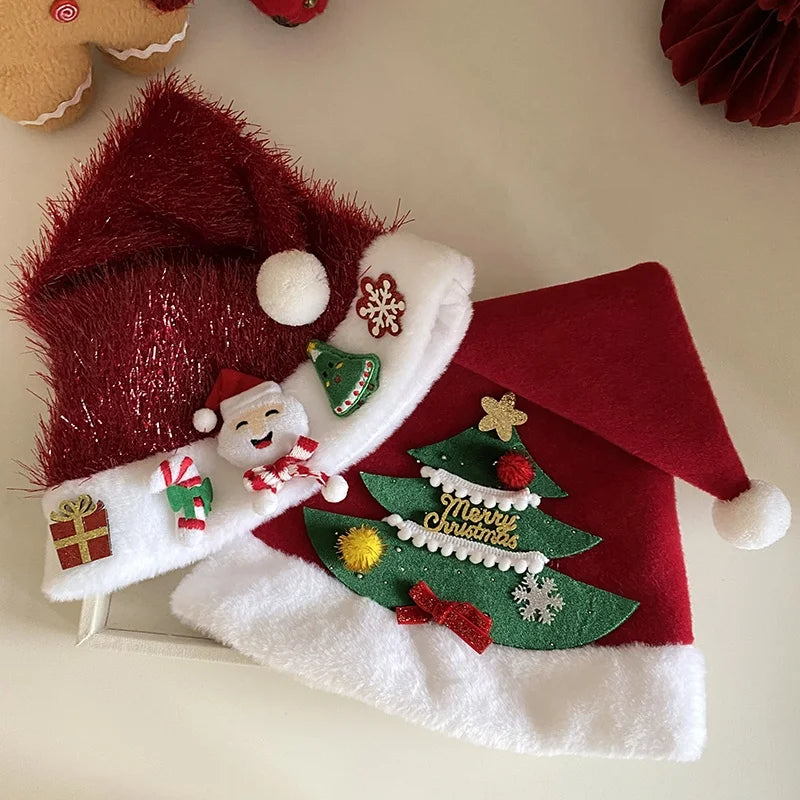 2025 Christmas Classic Santa Claws Sweet Hat for Baby Girls Cute Fashion Hair Accessories for Kids Children Chinese Supplier