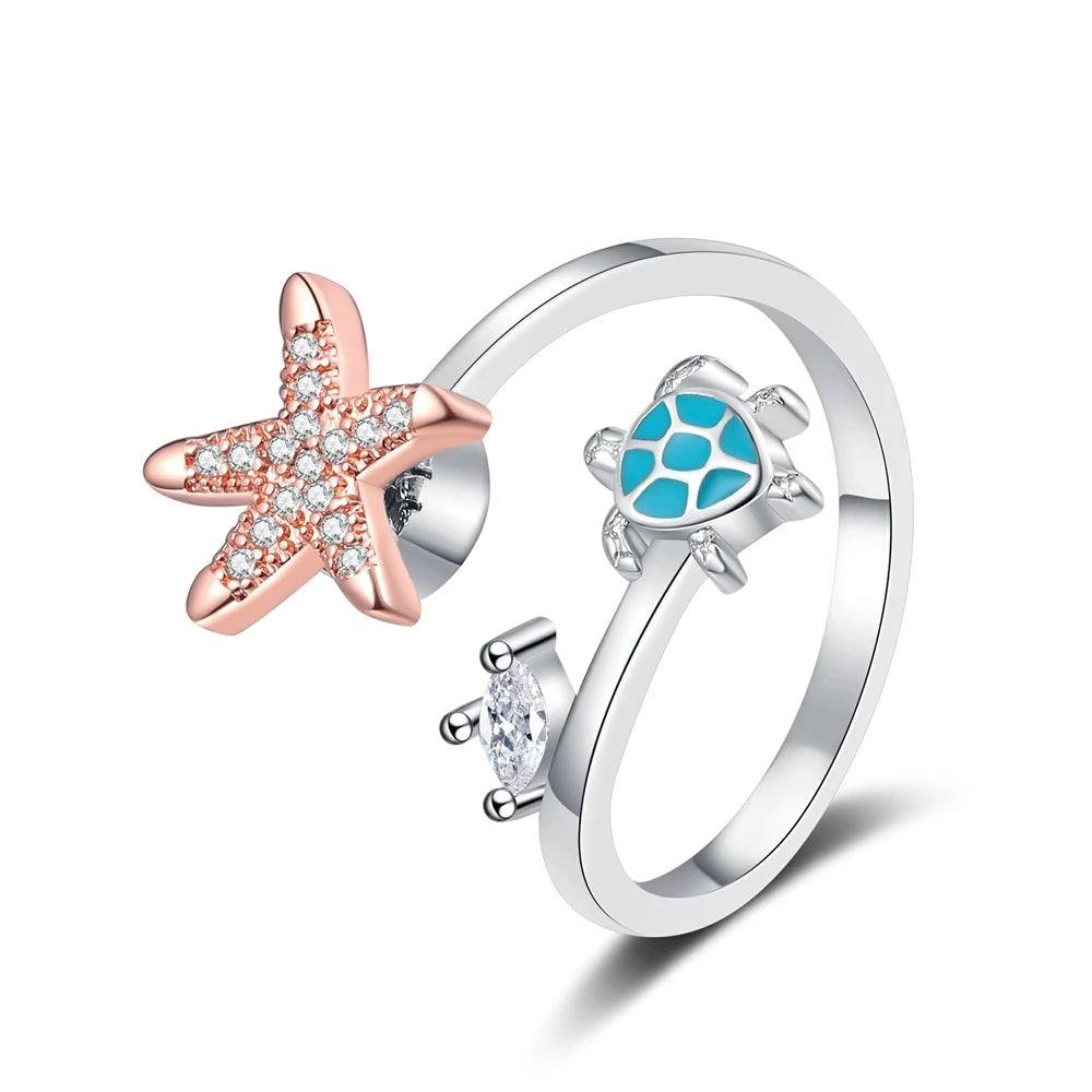 Best Seller Turtle Star Rotating Rings Fashionable Cute Stress-relieving Anxiety-alleviating Rings Women Accessories Wholesale