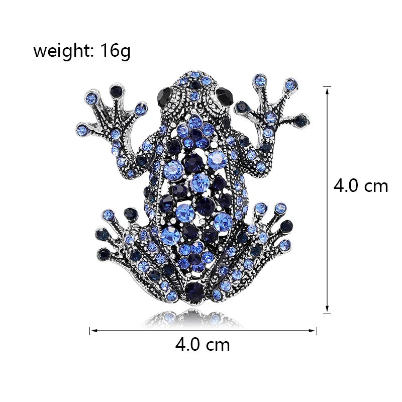 Fashion Glitter Rhinestone Animals Frog Brooches for Girls Stylish Trendy Pins Jewelry for Women Ladies Accessories Wholesale