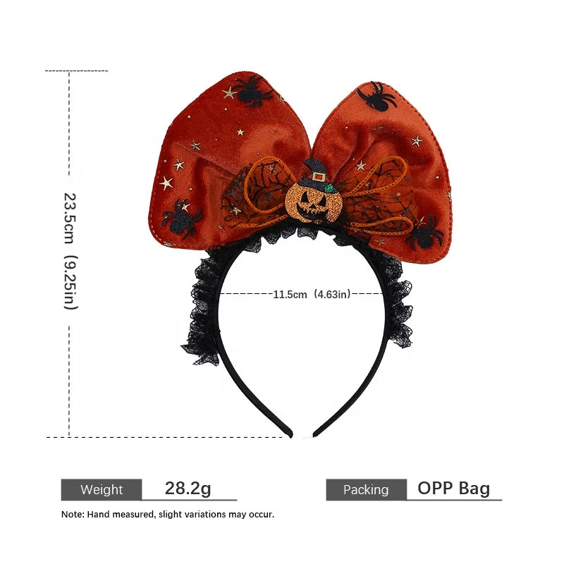 Halloween Headband for Kids Bow Pumpkin Skull Spooky Cute Hairband Children Costume Party Hair Accessories Trick or Treat Gift