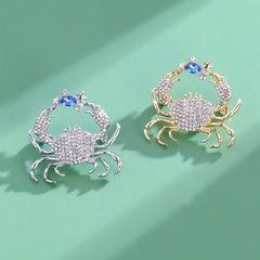 Fashion Animals Rhinestone Crab Elegant Brooches for Girls Stylish Trendy Pins Jewelry for Women Ladies Accessories Wholesale