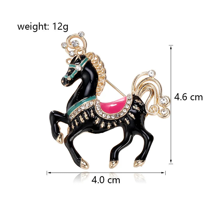 Fashion Animals Horse Sweet Cute Brooches for Girls Stylish Glamorous Pins Jewelry for Women Ladies Accessories Wholesale Chic