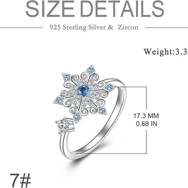 Snowflake Rotating Adjustive Rings Women's Light Luxury High-end Finger Ring for Christmas Party Wedding Accessories Wholesale