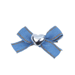 Cute Sweet Fashion Bowknot Denim Heart Shaped Hair Clips for Baby Girls Chic Alligators for Kids Children Hair Accessories