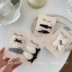 Bowknot Dot Plaid Cute Sweet Hair Clips for Baby Girls Elegant Graceful Kwaii Snap Clips for Kids Hair Accessories Children