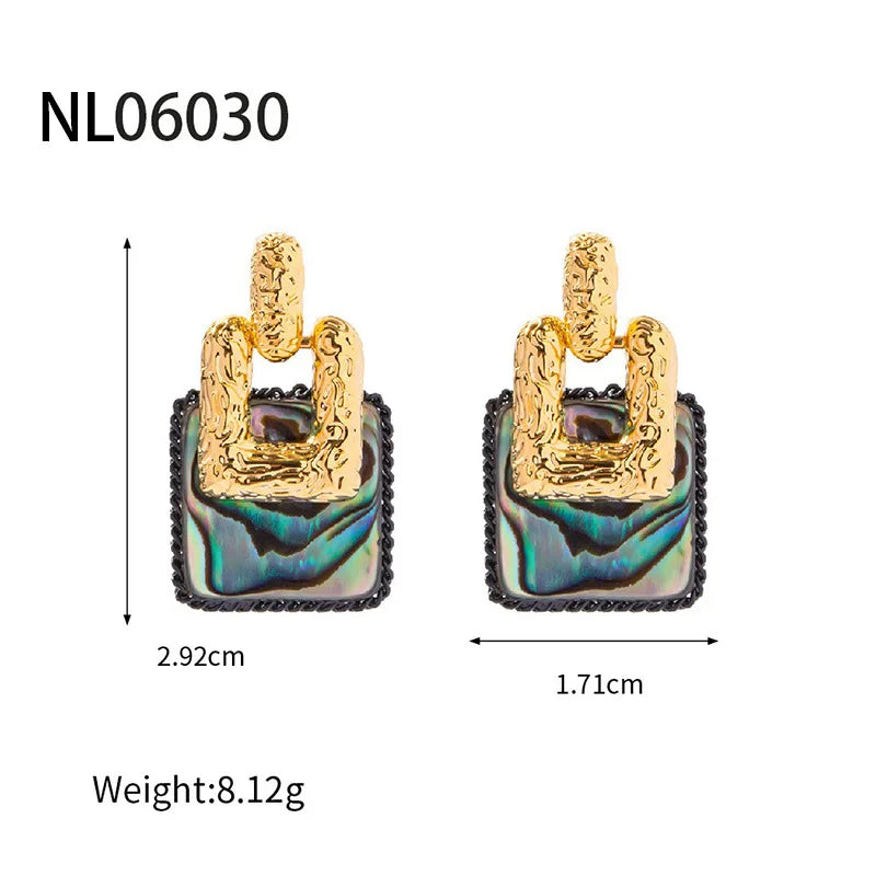Fashion Abalone Shell Copper 18K Gold Plated S925 Silver Drop Earrings for Girls Trendy Jewelry for Women Ladies Wholesale Bulk