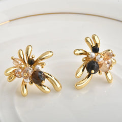 2025 New Fashion Golden Earrings Women's Light Luxury High-end Elegant Earrings Stud Super Fairy Personality Vintage Earrings