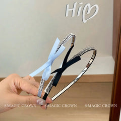 Hot Sale Lightweight Women's Headbands Thin Fabric with Rhinestone Bowknot Graceful Chic Stock Hair Accessories