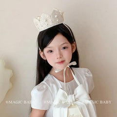 Simple Solid Color White Birthday Head Band for Baby Girls Ribbon Glitter Cute Sweet Hair Band for Kids Child Hair Accessories