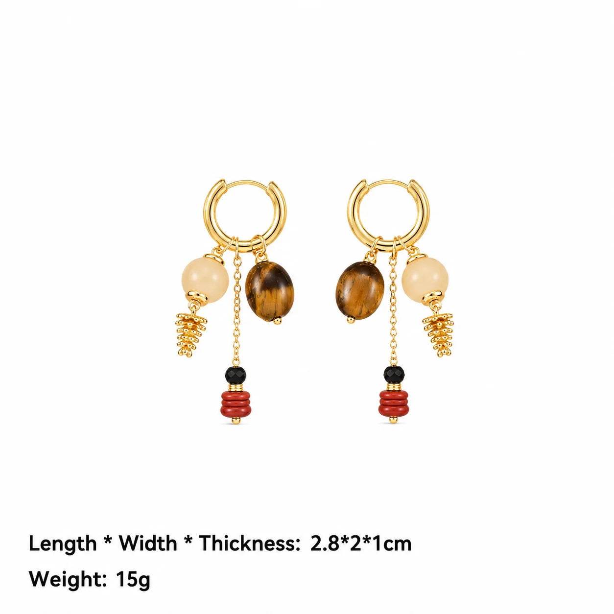 Women Blue Brown Natural Stone 18k Gold-plated Drop Earring Fashion Elegant Factory Price Low MOQ in Stock Jewelry for Female