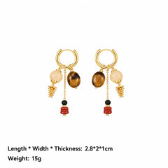 Women Blue Brown Natural Stone 18k Gold-plated Drop Earring Fashion Elegant Factory Price Low MOQ in Stock Jewelry for Female