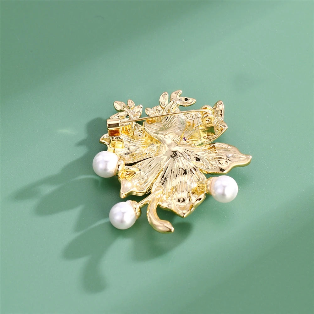 Fashion Flowers Rhinestone Glitter Sparkle Brooches for Girls Sweet Elegant Pins Jewelry for Women Ladies Accessories Wholesale
