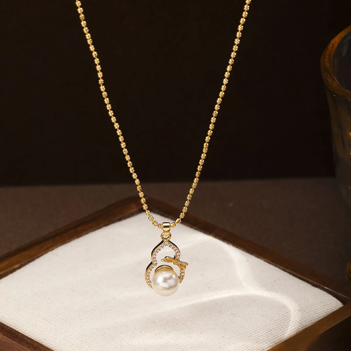 Women Copper Zircon Shell Beads Necklace Fashion Elegant Factory Price Low MOQ in Stock Jewelry for Female Daily Causal Party