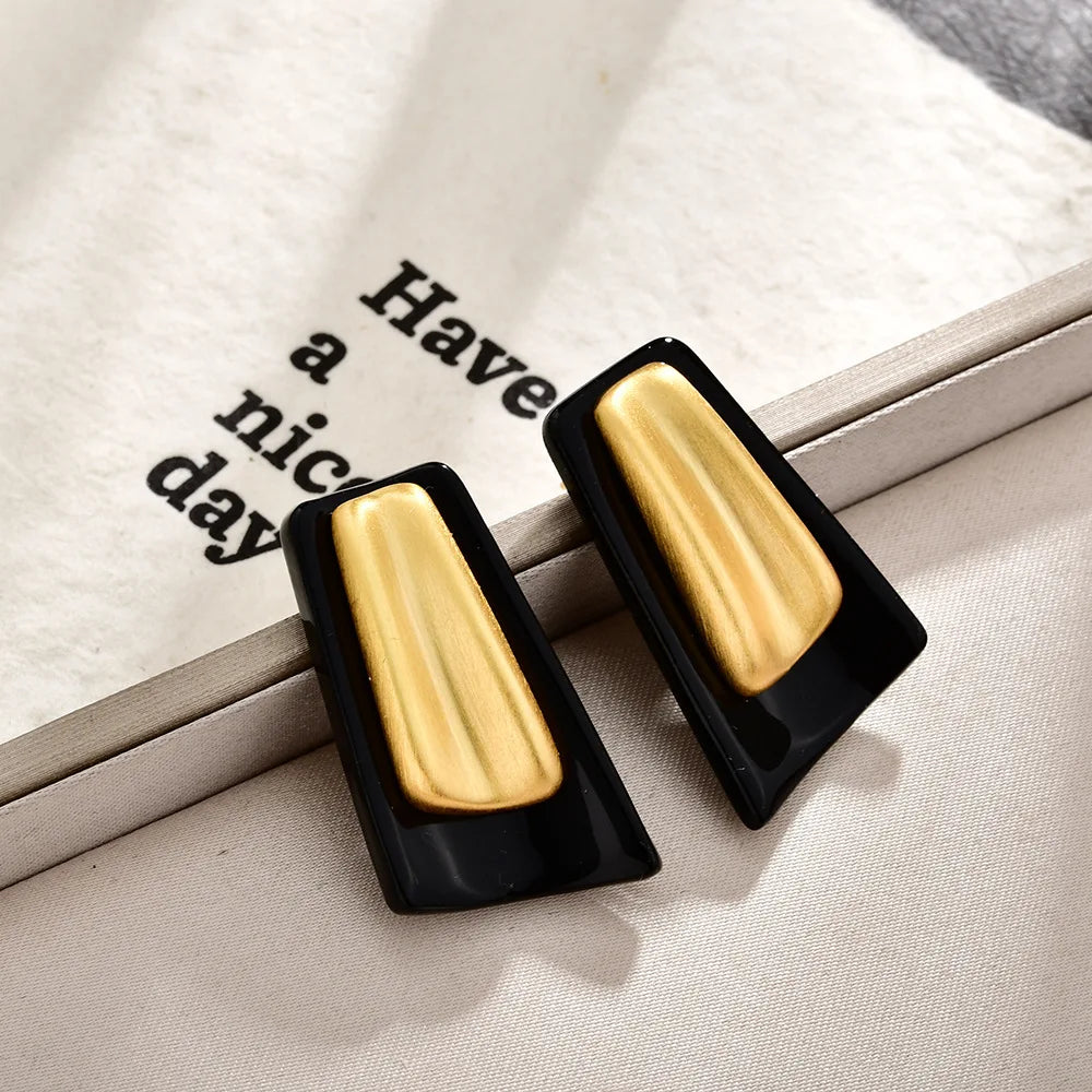 Fashion Contrast Color Earrings Geometric Leopard Print Simple Earrings Stud Elegant Design Personality Korea EarJewelry Women